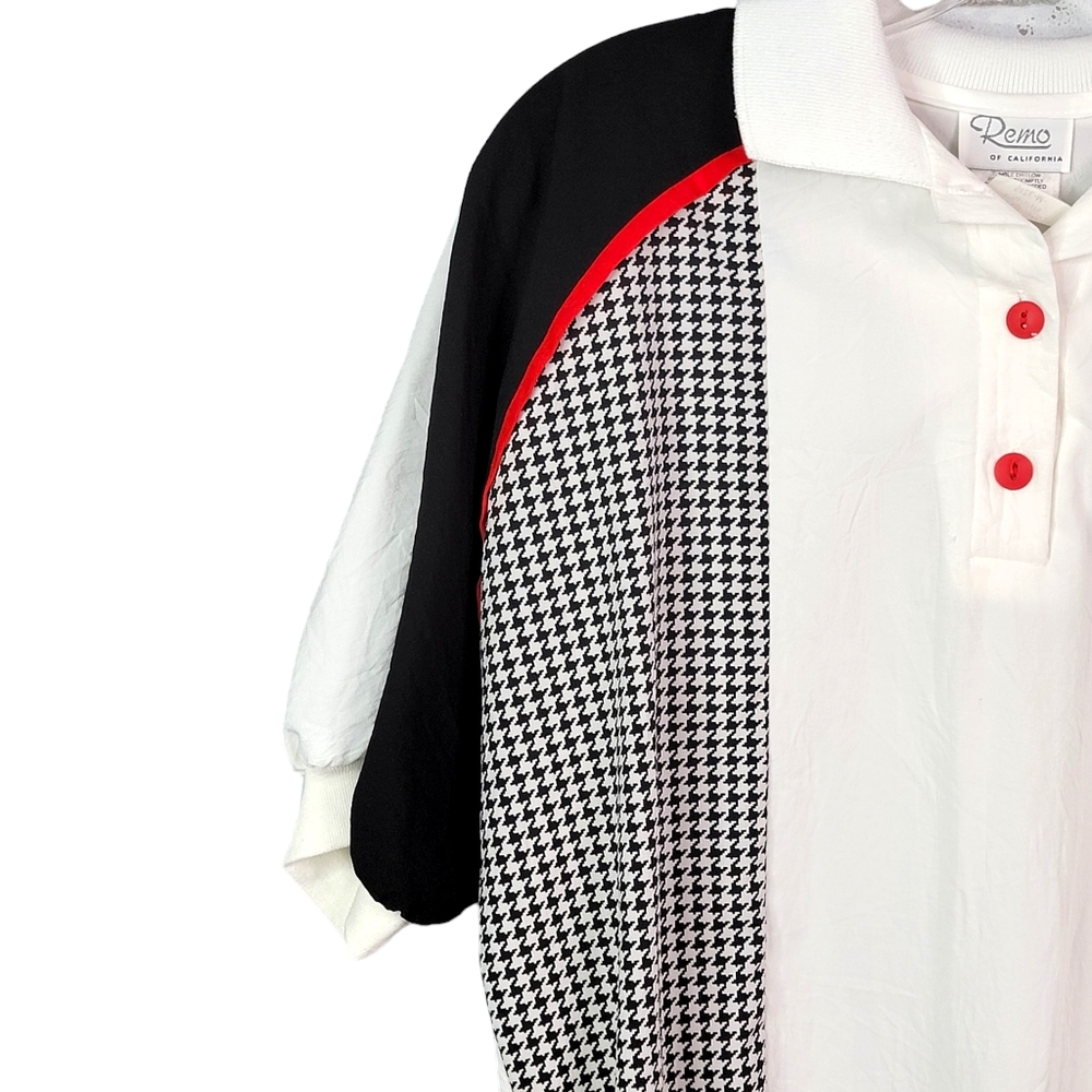 Reno of California Vintage Multi Pattern Color Block Button Up Blouse Tee M - Picture 8 of 12
